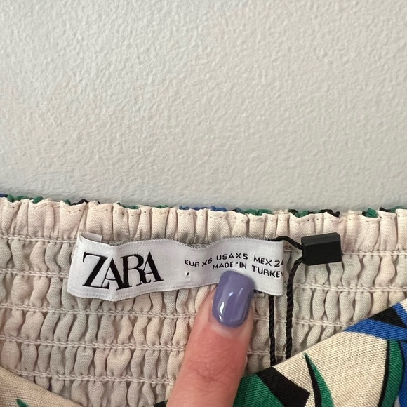 NWT Zara Linen Blend Printed Bustier Crop Top - Picture 6 of 7